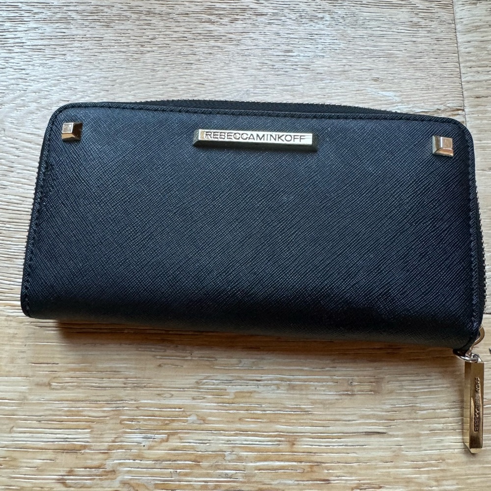 Rebecca Minkoff black caviar zip wallet price firm!